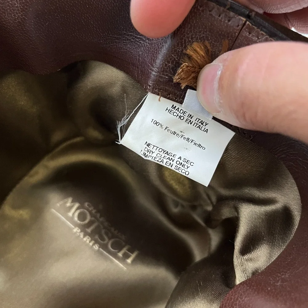 VIntage Hermes Chapeaux Motsch Paris Hat Womens Brown Fur Fedora Hat Size 57